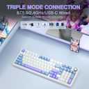 AULA F99 Pro Wireless Mechanical Keyboard with Knob,Creamy Sound,Tri-Mode BT5.0/USB-C/2.4GHz Hot Swappable Keyboard,Gasket Structure,RGB Backlit Computer Gaming Keyboards (With Knob-White&Blue&Purple)