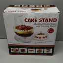 6-in-1 Multi-Functional Cake Stand with Dome Cover, BPA-Free Acrylic Serving Platter, Salad Bowl Divided Snack Tray, Shatterproof Dessert Display with Fork Spoon for Birthday Wedding Christmas Party