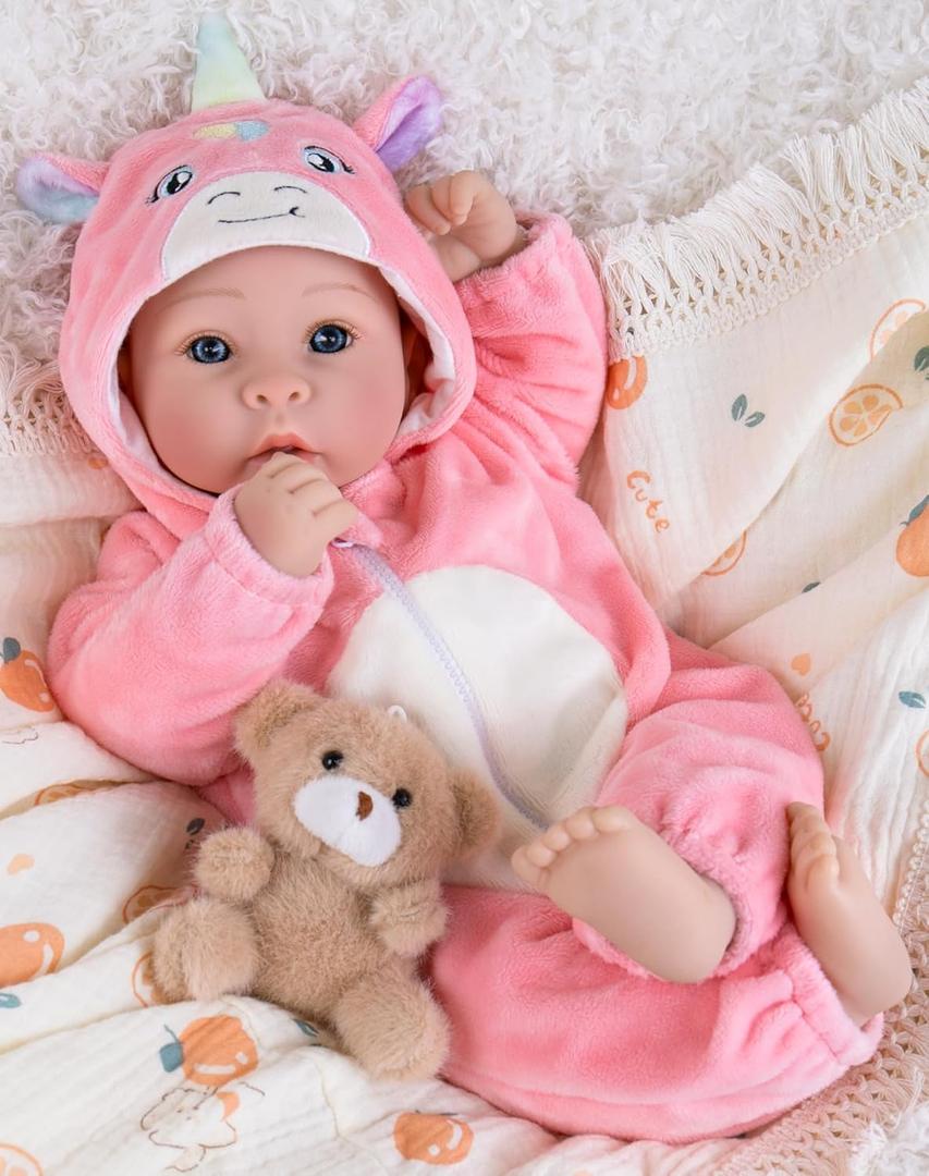 Aori 17 Inch Baby Dolls Realistic Doll with Ultra Real Life Soft Body & Pink Outfits for Girls 3+ | Pretend Play, Dress Up, Nursery Decor