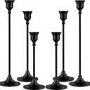 Metal Candle Holders for Candlesticks Taper Candlestick Holders Set Vintage Decorative Centerpiece Candelabra Tall Candle Stands (Matt Black, 2 Sets (6 pcs))
