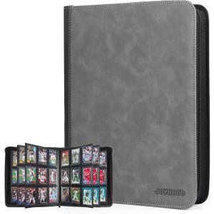 Top Loader Binder, Top Loader Collection Album for Trading Cards and Sports Card Holds 252 Top Loaders, Not for Cards WITHOUT a Top Loader (Gray, 9 Pockets)