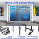 Adjustable Photo Backdrop Banner Stand, 10 X 8ft Step and Repeat Stand with Telescopic Tube for Trade Show, Photography Back Drop Background Frame for Party, Wedding, Display, Photo Booth