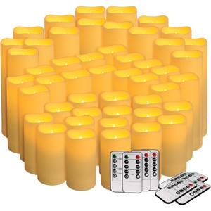 Pack of 48 Flameless Candles with Remote & 24H Timer - Waterproof Battery Operated Decorative Candles,3 Sizes(4" 5" 6" inch) for Home Decor, Wedding, Christmas, Party (Warm White)