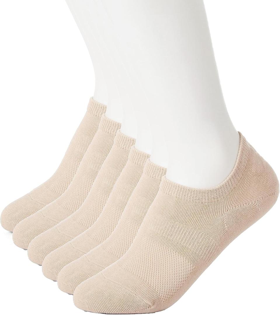 6 Pairs Unisex Cotton Ankle Socks,Mesh Breathable No Show Sock,Low Cut Sock For Casual,Athletic(Nude)