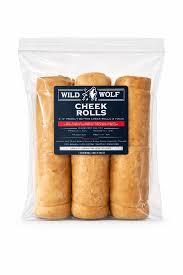 Wild Wolf 9-12" Peanut Butter Beef Collagen Cheek Rolls for Dogs (3 Pack) - 100% Natural Big Dog Chew - No Rawhide - Free-Range Grass-Fed, Packed with Protein - for Aggressive Chewers, BB Date 03/16/2029