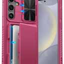 ATATOO for Samsung Galaxy S24+ Plus Case with Card Holder (Store 3-5 Cards) & Slide Lens Cover, Military Grade Protection, Rugged Protective Wallet Cover for Galaxy S24+ Plus 6.7", Pink