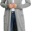 GRACE KARIN Essential Solid Open Front Maxi Long Knitted Cardigan Sweater for Women (Beige, XL)