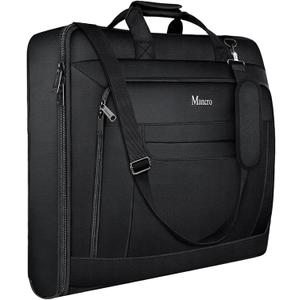 Garment Bags for Travel, Carry On Garment Bag for Business Trips with Shoulder Strap, Mancro Waterproof Foldable Luggage Hanging Suit Bags Gift for Men Women, 2 in 1 Suitcase for Coats, Suits (Black) (XX-Large)