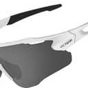 VICTGOAL Cycling Glasses for Men Women with Polarized Lenses UV Protection Cycling Sunglasses TR90 Frame for MTB Bike Glasses (White)
