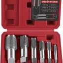 6-Piece NPT Pipe Tap Set, 1", 3/4", 1/2", 3/8", 1/4", 1/8" NPT Tap Set, Precision Carbon Steel Hand Threading Plumbing Tap Set for Clean Accurate Threads