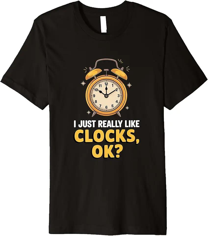Retro, I Just Really Like Clocks, OK? Funny Clock Lover Premium T-Shirt, kids , size L