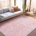 FROZZUR Boho Pink Area Rug 5x7 Large Vintage Rug for Living Room Bedroom Nursery Dining Table, Non Slip Distressed Washable Rugs for Home Office Decor Pink