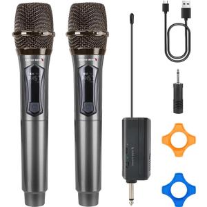 Wireless Handheld Microphones for Singing with 500 FT Reception | 2.4GHz, Rechargeable, Plug and Play, 2 Pack Microphones for Karaoke DJ Party Speech Classroom Wedding Church