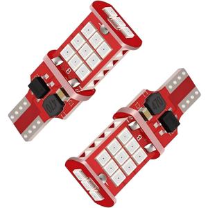 2 PCS 912 921 LED Bulb, T15 6000K Strobe Flashing Third Brake Center High Mount Stop Light, Waterproof Reversing Warning Light, Universal for Most Vehicles (Red)