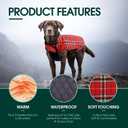 Kuoser Waterproof Dog Coat, Reversible Dog Jacket for Small Dogs, Adjustable Durable Doggie Winter Coat Warm Cozy Puppy Cold Weather Apparel from Small to Large Breed, Bright Red S