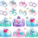 Gueevin 40 Pcs Mermaid Birthday Decorations Mermaid Party Hats Mermaid Party Favors Mermaid Themed Paper Eyeglasses Mermaid Crowns Mermaid Party Decorations Hats for Birthday Party Decor