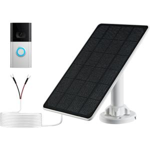 Solar Panel Charger Compatible with Ring Video Doorbell 3/3+/4, Battery Video Doorbell Plus, 13.1ft Waterproof Charging Cable, 5W Solar Panel, Adjustable Mount (1)