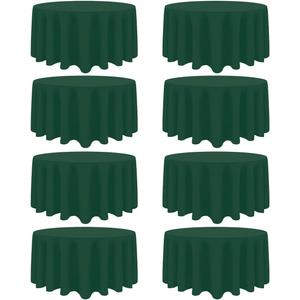 8 Pack Dark Green Round Tablecloth 90 Inch Stain and Wrinkle Resistant Round Hunter Green Table Cloth Reusable and Washable Polyester Fabric for Buffet Wedding Party and Banquet