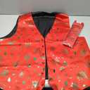 DiBanGu Christmas Men's Suit Vest and Tie Set Formal Business Dress Waistcoat for Tuxedo V-Neck Slim Fit Holiday Vest Size XXL