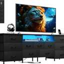 WLIVE Long LED Dresser TV Stand for 85 Inch TV, 11 Drawers, Black, 75.51"W for 85 inch TV