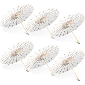 Sanwuta 8 Pcs 23.6 Inch Paper Umbrella Chinese Japanese Handmade Oil Paper Parasol DIY for Wedding Bridal Party Photo Props (White)