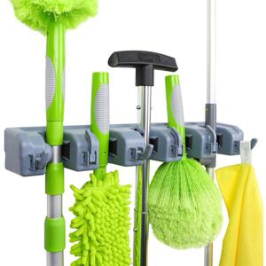 Amazon Basics Rectangular Heavy Duty, Wall Mount Storage Broom, Mop Holder or Tool Organizer with Hooks and Slots for Home, Garage, Garden, Laundry, or Kitchen, 2.36 x 16.9 x 3.35 in, Gray Amazon Basics Rectangular Heavy Duty, Wall Mount Storage Broom, Mop Holder or Tool Organizer with Hooks and Slots for Home, Garage, Garden, Laundry, or Kitchen, 2.36 x 16.9 x 3.35 in, Gray