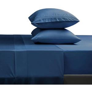 SONORO KATE Bed Sheet Set Super Soft Microfiber 1800 Thread Count Luxury Egyptian Sheets 16-Inch Deep Pocket Wrinkle and Hypoallergenic-4 Piece(Queen, Navy Blue)