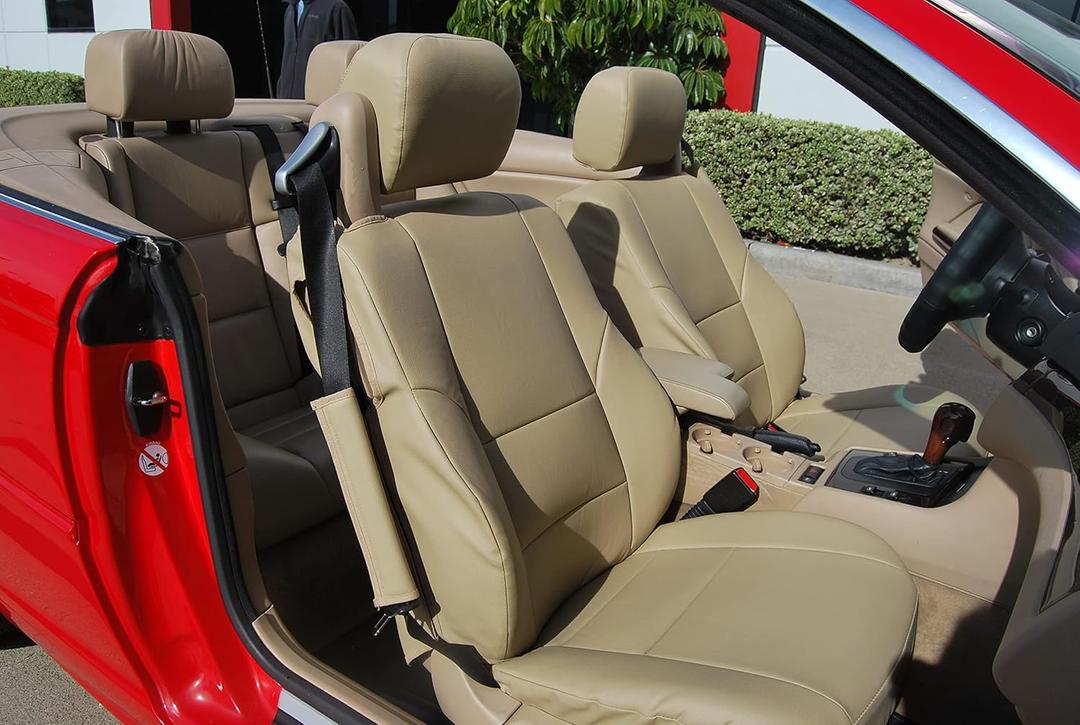 Iggee Artificial Leather Custom Made Original fit Front seat Covers Designed for 2000~2005 BMW 3 Series Standard seat (Beige)
