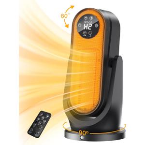 Space Heater for Indoor Use, Two-way Oscillation Portable Heater, 1200W Electric Heater with Human Body Sensor 4 Modes Overheat Protection, 12H Timer PTC Ceramic Heaters for Bedroom Living Room Office (Black-16Inch)