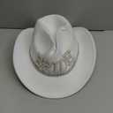 Cowboy Hat,for Women Bride Letter Cowgirl Hat Wide Brim Bridal Western Shinning White Fedora Hat for Photoshoot