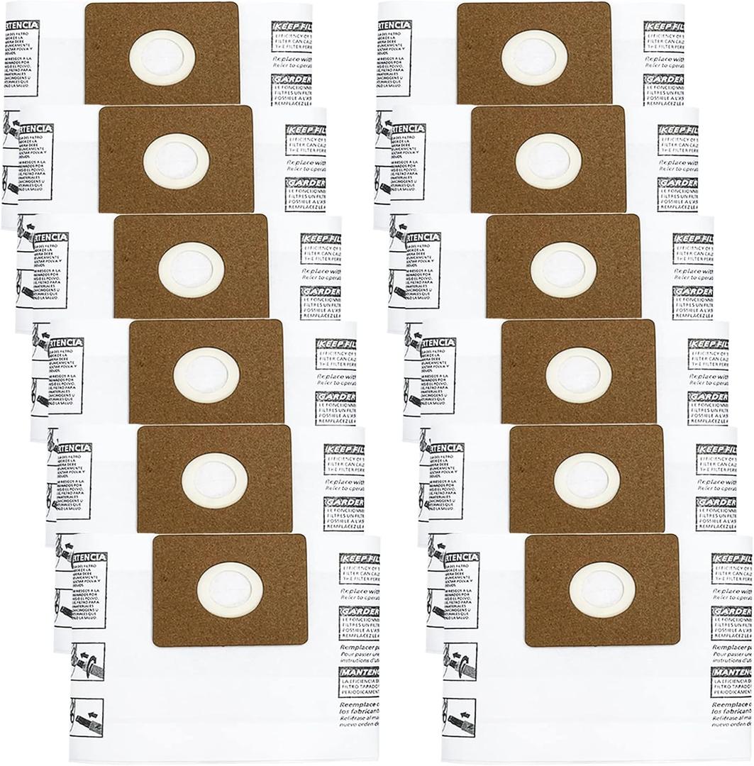 12 Pack 90667 Filter Bags, Type A Collection Bags Compatible with Shop-Vac 1-1.5 Gallon Wet/Dry Vacuum, All Around QAS60, Part# 9066700 9066733