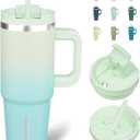 30 oz Tumbler with Handle and 2 Straws,2in1 Lid Insulated Water Bottle Stainless