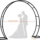 Round Metal Wedding Arch & Garden Trellis, Outdoor Decorative Plant Pergola for Climbing Vines, Roses & Flowers, Elegant Event Backdrop for Parties & Balloon Decor (Round, Black)