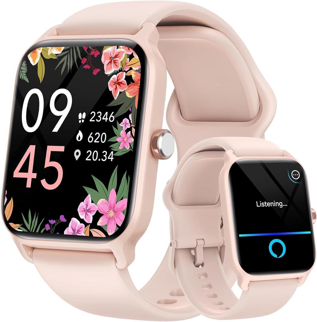 Fitpolo Smart Watch for Women Android & iPhone, Alexa Built-in [1.8" HD Screen] IP68 Waterproof Fitness Watch with Bluetooth Call (Answer/Make), Heart Rate/Sleep/SpO2 Monitor, 105 Sports Trackers (Pink)