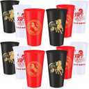 Willinglong 12 Sets Chinese New Year Gifts 2026 Year of The Horse 2026 16 oz Plastic Coffee Cup with Lid Horse Tumbler for Chinese Lunar Families Party Festive Decorations