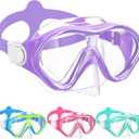 Kids Swim Goggles Snorkel Diving Mask with Luminous for Boys Girls Ages 5-15, Two-Color Anti-Fog Swimming Goggles with Nose Cover