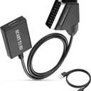 XMSJSIY SCART to HDMI Converter Cable 1080P/720P SCART Analog to Digital HDMI Female HD Video Audio Converter Adapter for CRT/VHS/DVD CVBS Play -0.7M/2.29FT