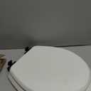 Mayfair Bennett Toilet Seat with Matte Black Hinges, Slow Close Wood Seat, Secure Metal Hinges, Easy Install, Made in USA, Round, White