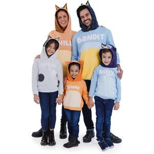Bluey Bingo Dad Mom Fleece Matching Family Cosplay Pullover Hoodie Infant to Little Kid (5T) Orange Binggo