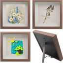 4 PCS Shadow Box Picture Frame, Vintage Small Wall Mounted & Tabletop Wood Square Frame with Real Glass for Mini Dried Flower Bouquet, Memorabilia, Medals, Badges, Shells, Photos (Walnut) (6 x 6 Inch)