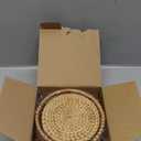 Handmade Natural Rattan Coasters for Drinks, Wicker Boho Woven Set of 6 With Holder | Heat Resistant Reusable Saucers, Round Straw Trivet for Teacup