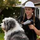 WAKALALA Pet Grooming Anti-Hair Splatter Hood for Home Use | Dog & Cat Blow Drying Face Shield | Allergy Protection & Full-Coverage for Sensitive Owners (White)