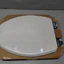 Mayfair Bennett Toilet Seat with Chrome Hinges, Slow Close Wood Seat, Secure Metal Hinges, Easy Install, Made in USA, Elongated, White