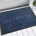 Yimobra Welcome Mat Outdoor Indoor, All-Season Waterproof Front Door Mat Outside Entrance, All-Weather Heavy Duty Non-Slip Doormat, Low Profile Porch Patio Entrance Mats, 29.5x17, Blue