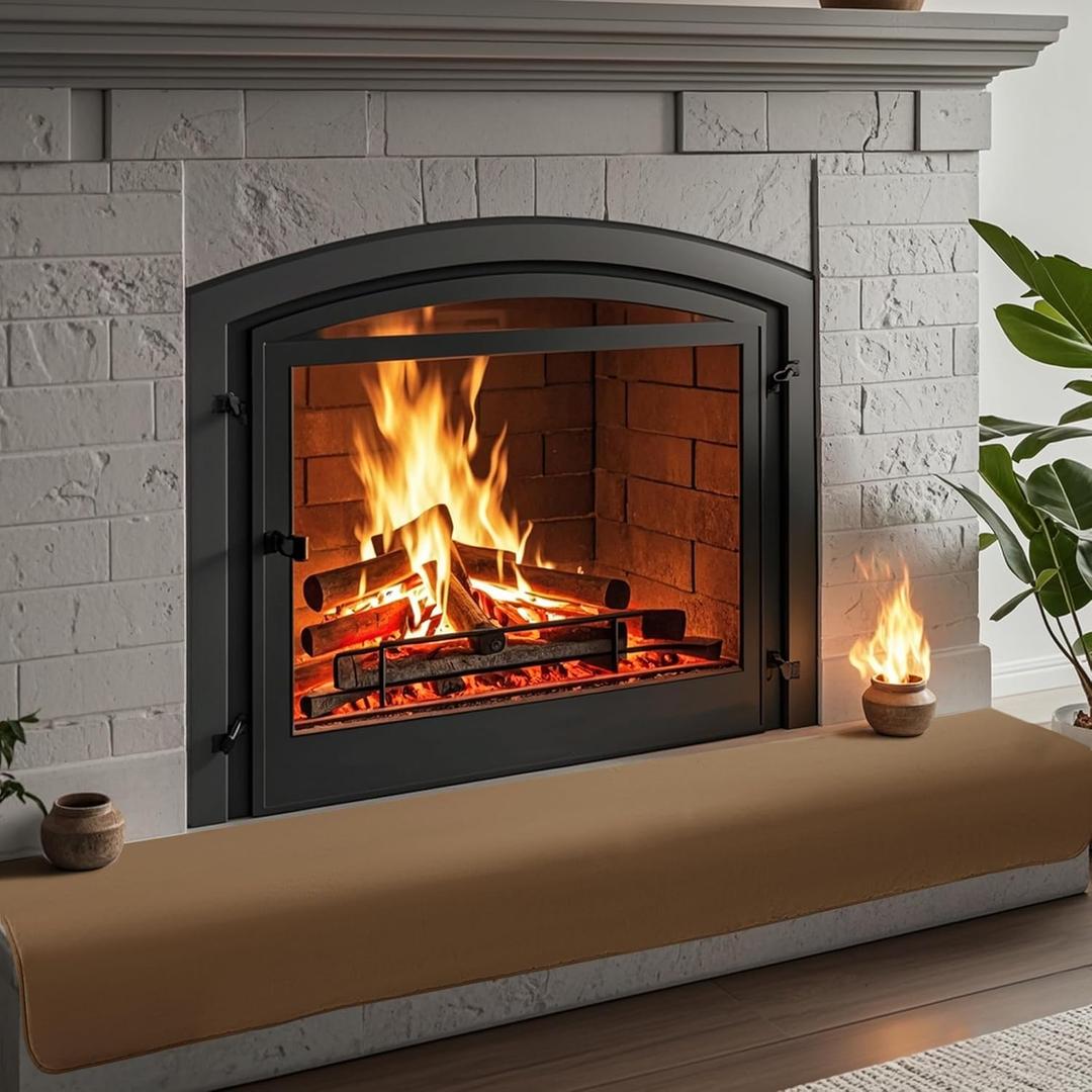 BALAPET Thick Memory Foam Fireplace Baby Proofing, 90.5x14 in Soft Fireplace Cover Hearth Cushion Baby Proof, Velvet Protectors for Children Proofing, Edge Protector(Brown,14x90.5in)