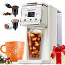 Coffee Maker Hot & Iced With Bold Setting,Single Serve Coffee Maker For K Cup And Grounds,52 Oz Removable Water Tank,6-14 Oz Brew Sizes,One Cup Kcup Coffee Machine With Reusable Filter, White
