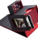Mage Tech Card Deck Box for MTG Commander - Patented Design, Commander Display, Fits 100 Double-Sleeved Cards, 35pt Card Brick & Dice Tray - Black/Red