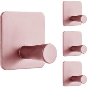 Paoli Heavy Duty Self Adhesive Hooks - Sturdy self Adhesive Hooks for Home, School and Office Easy to fit and Remove(4PC) (Square - Straight Column, Rose Gold)