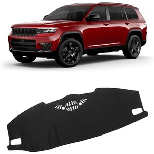 FIILINES Dash Cover for Jeep Grand Cherokee L 2021-2025(Not Fit Jeep Grand Cherokee), Dashboard Mat Cover Sunshade Nonslip Mesh Protector No Glare Black