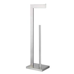 GERZWY Toilet Paper Holder Free Standing with Reserve, SUS 304 Stainless Steel Lavatory Tissue Roll Holder Floor Stand Storage Brushed Finish DZY004-LS